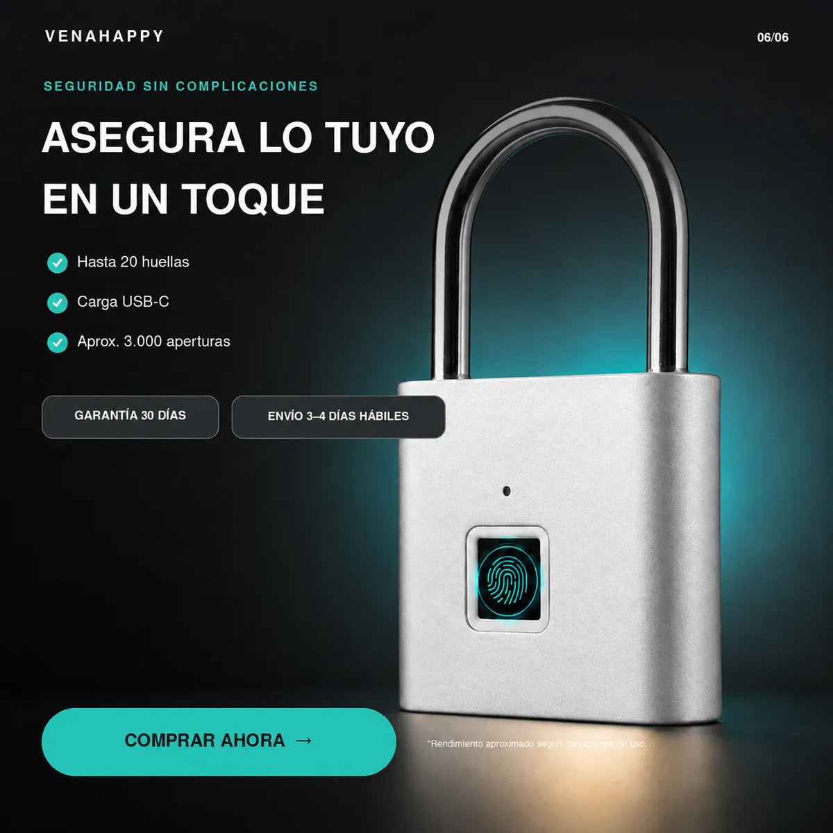 Venalock Candado Huella Dactilar | Olvídate de las llaves. Tu seguridad está en tus manos.